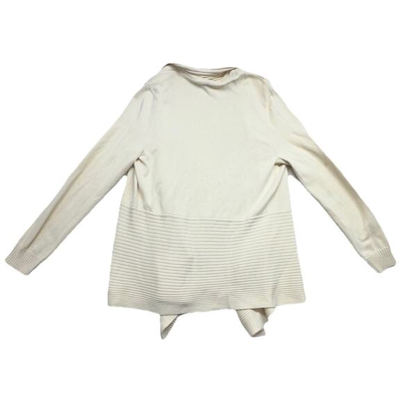 Talbots Womens Cardigan Size M Ivory Handkerchief Hem Open Drape 100% Cotton - Picture 8 of 8